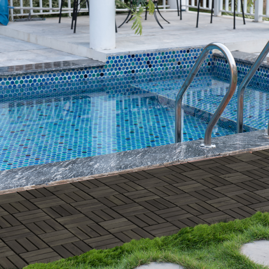 Acacia Wood Interlocking Deck Tiles Checker Pattern 30 PCS 12inch X 12inch - Image 3