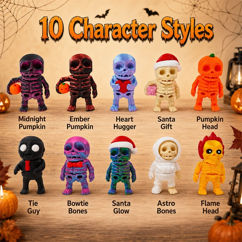 10pcs 3D Printed Halloween Mini Skeleton Figurines Set Assorted Desk Decor - Image 6
