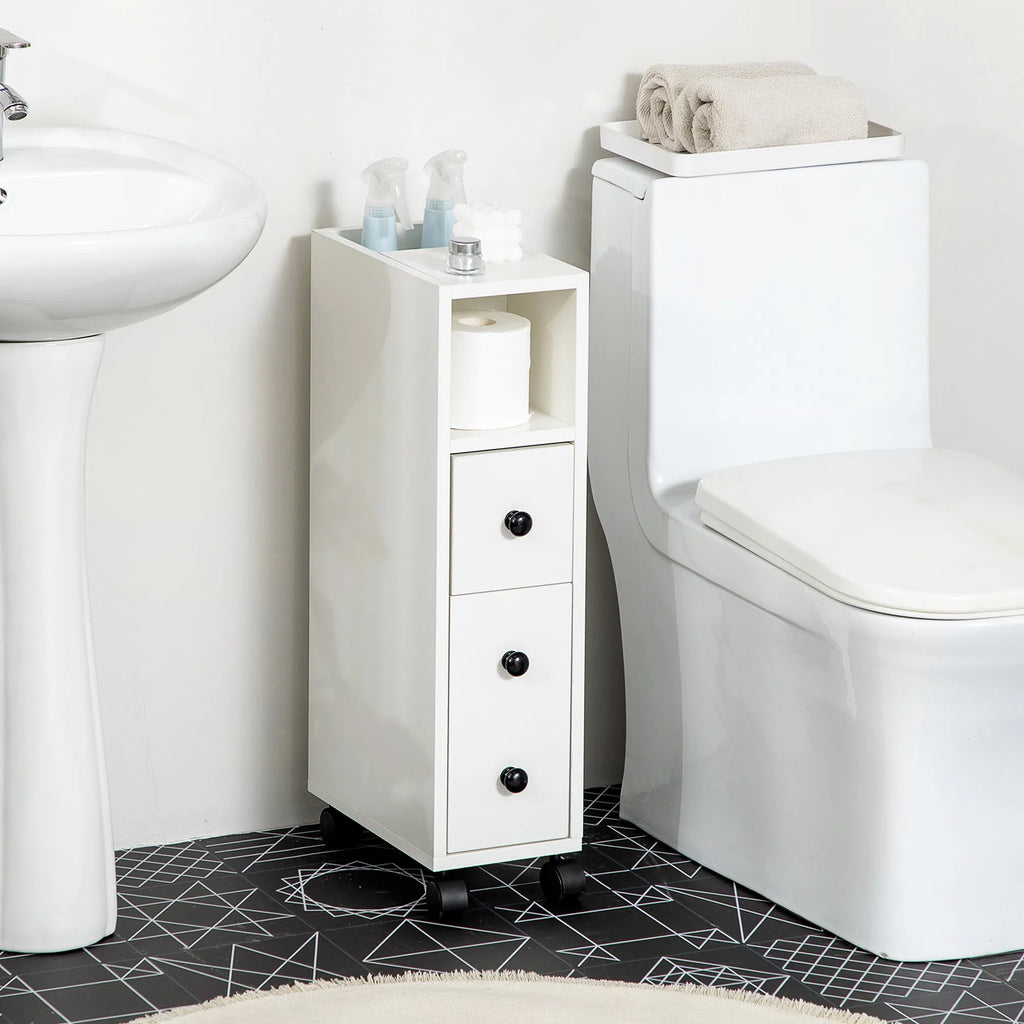 Slim Bathroom Cabinet with Wheels Narrow Bathroom Storage Cabinet with Door