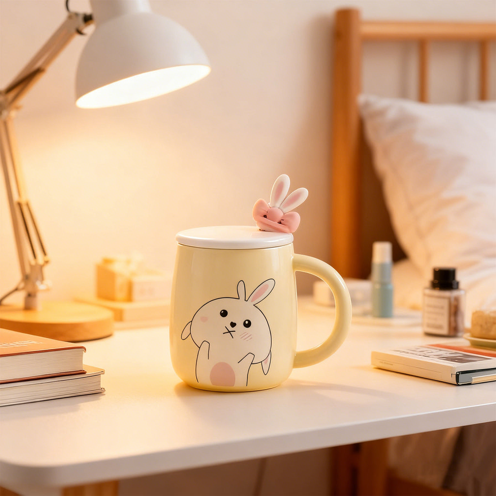 Rabbit Bow Ceramic Mug Light Blue - Image 3