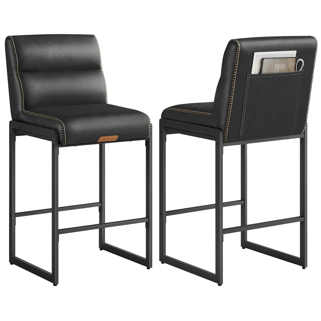 VASAGLE Bar Stools Set Of 2 Counter Height Chairs With Backs 26.4 Inch