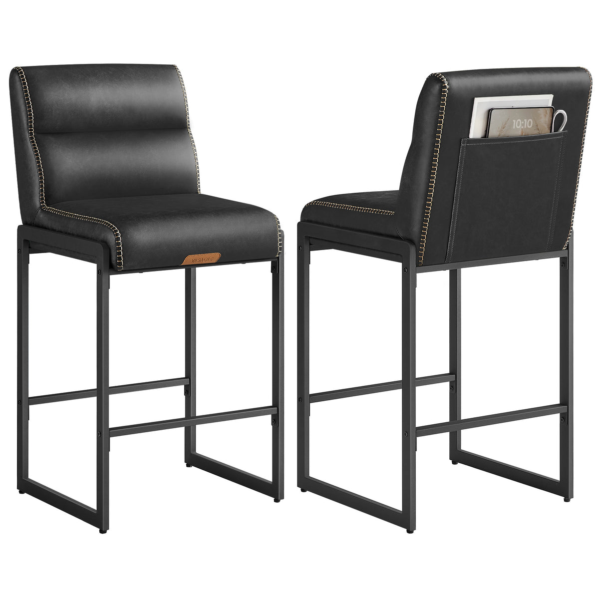 VASAGLE Bar Stools Set Of 2 Counter Height Chairs With Backs 26.4 Inch