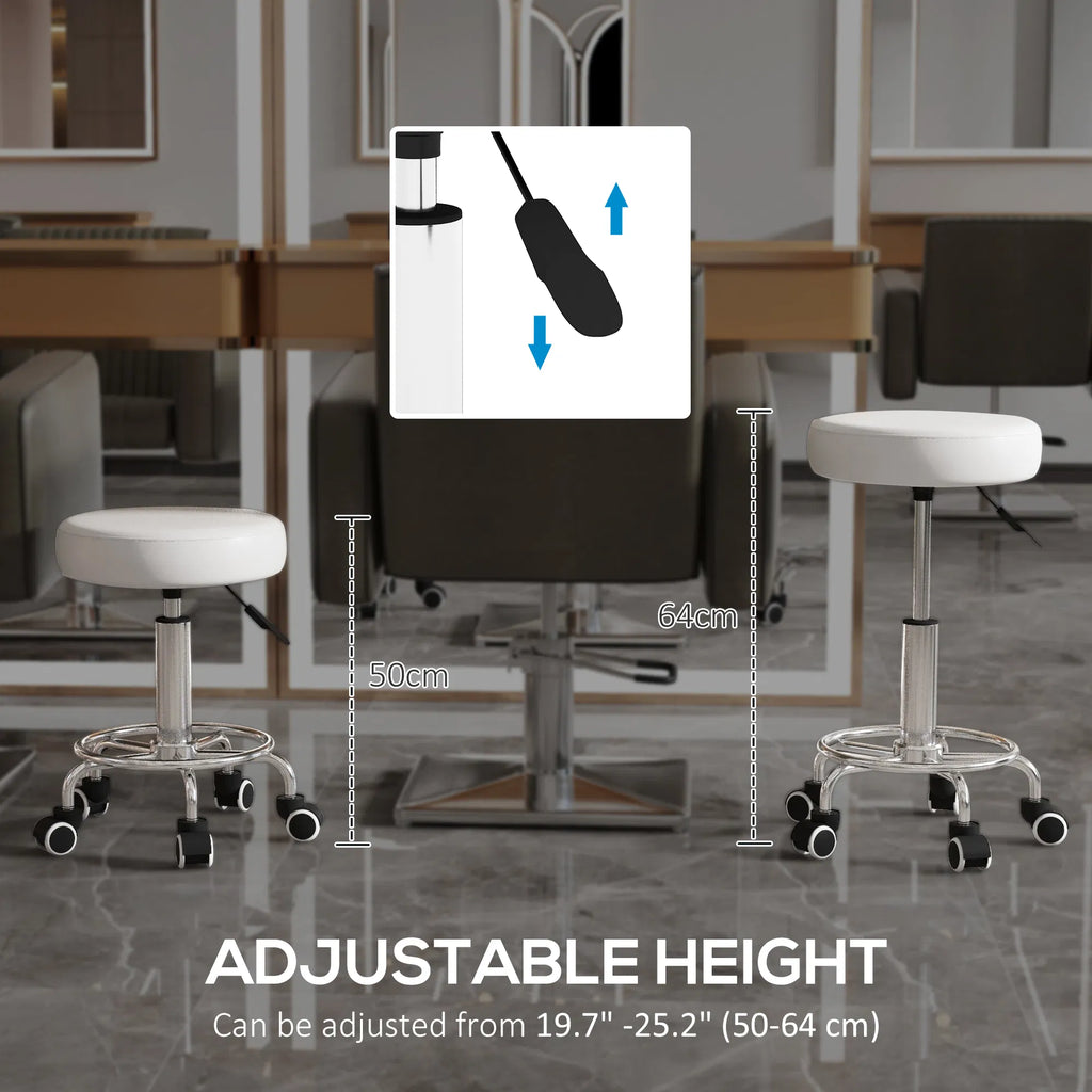 Vinsetto Salon Stool with Adjustable Height PU Leather Barber Rolling Massage - Image 4