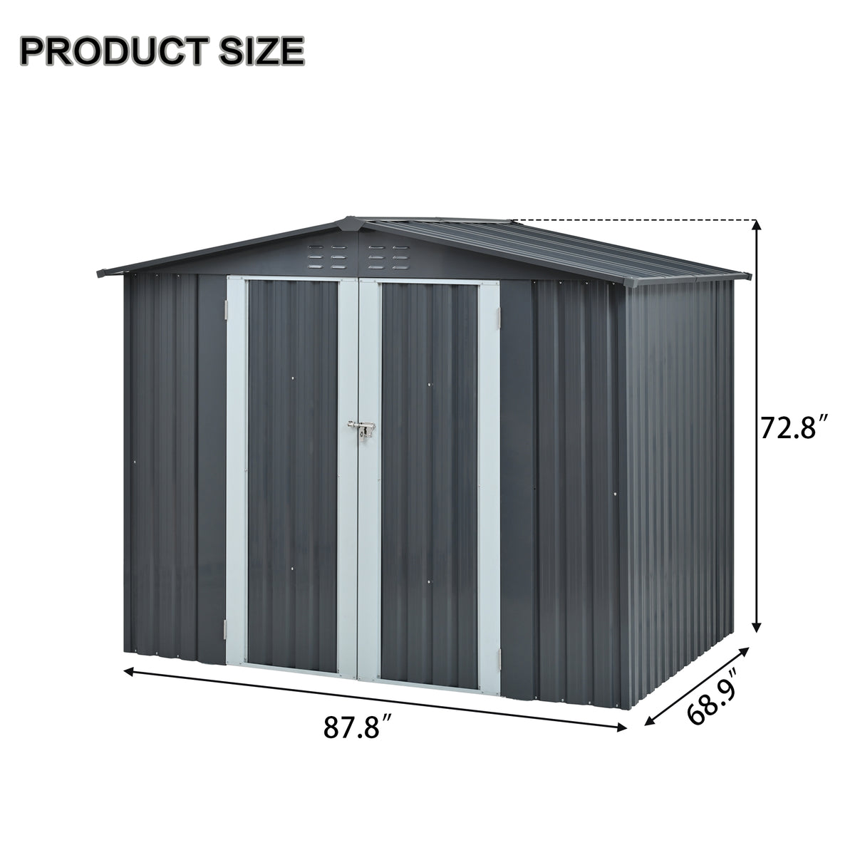 Metal Storage Shed With Double Doors Heavy Duty Galvanized Steel Outdoor - Image 5