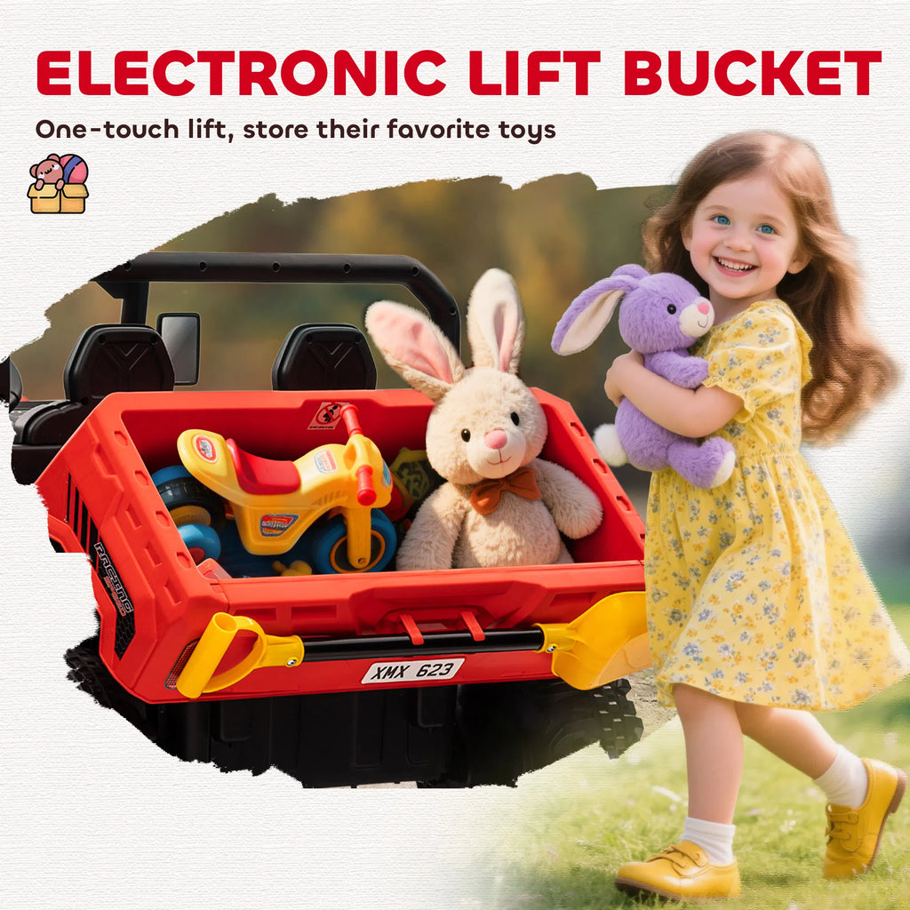 12V Ride on Car with Electric Bucket Two Seater Shovel Remote Control - Image 3