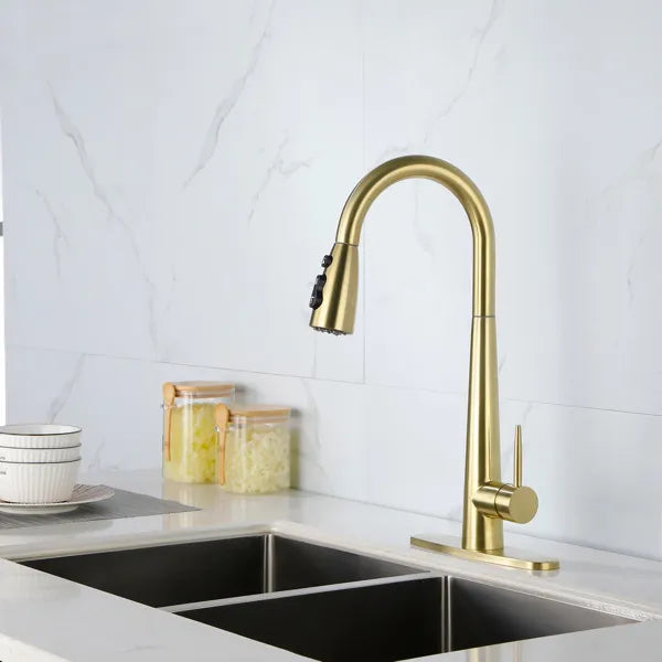 Gold Kitchen Faucets with Pull Down Sprayer; Kitchen Sink Faucet with Pull Out - Image 5