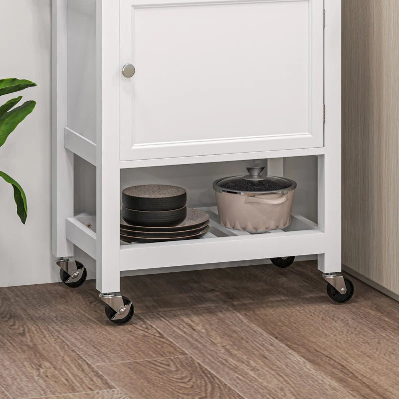 Rolling Kitchen Island with Rubberwood Top