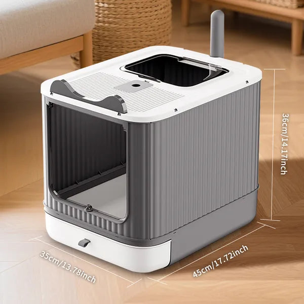 Elevated Leak Proof Elf White Cat Litter Box Made Of Sturdy And Durable - Image 3