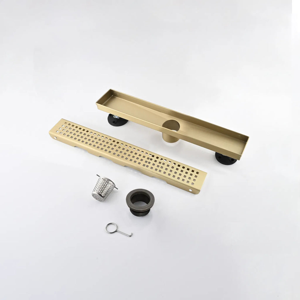 12 Inch Linear Shower Drain with Removable Square Patterned Grate 304 - Image 4