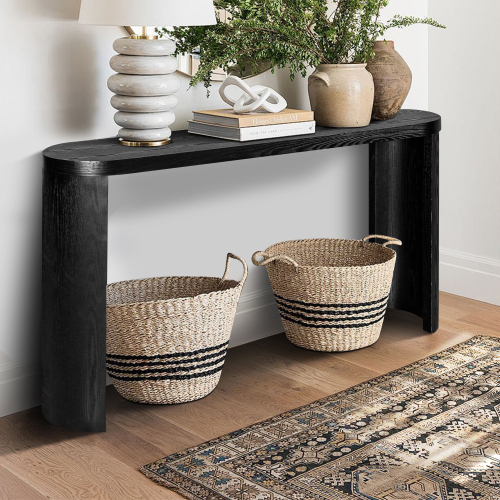 60-Inch Black Curved Entryway Console Table