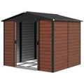 8' x 7' Outdoor Storage Shed Galvanized Steel Metal Garden Shed with Lockable