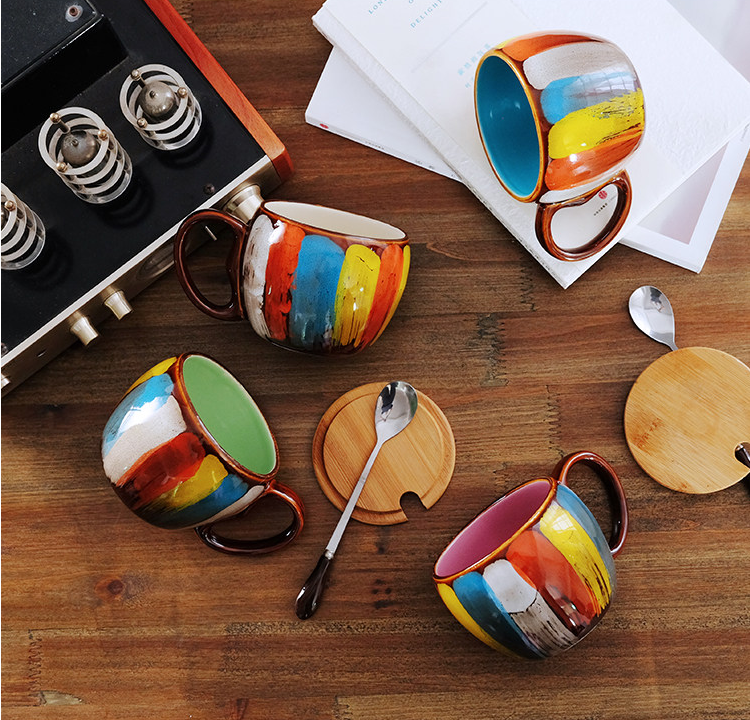 Creative ceramic cup milk cup water cup coffee cup breakfast cup couple cup to - Image 4