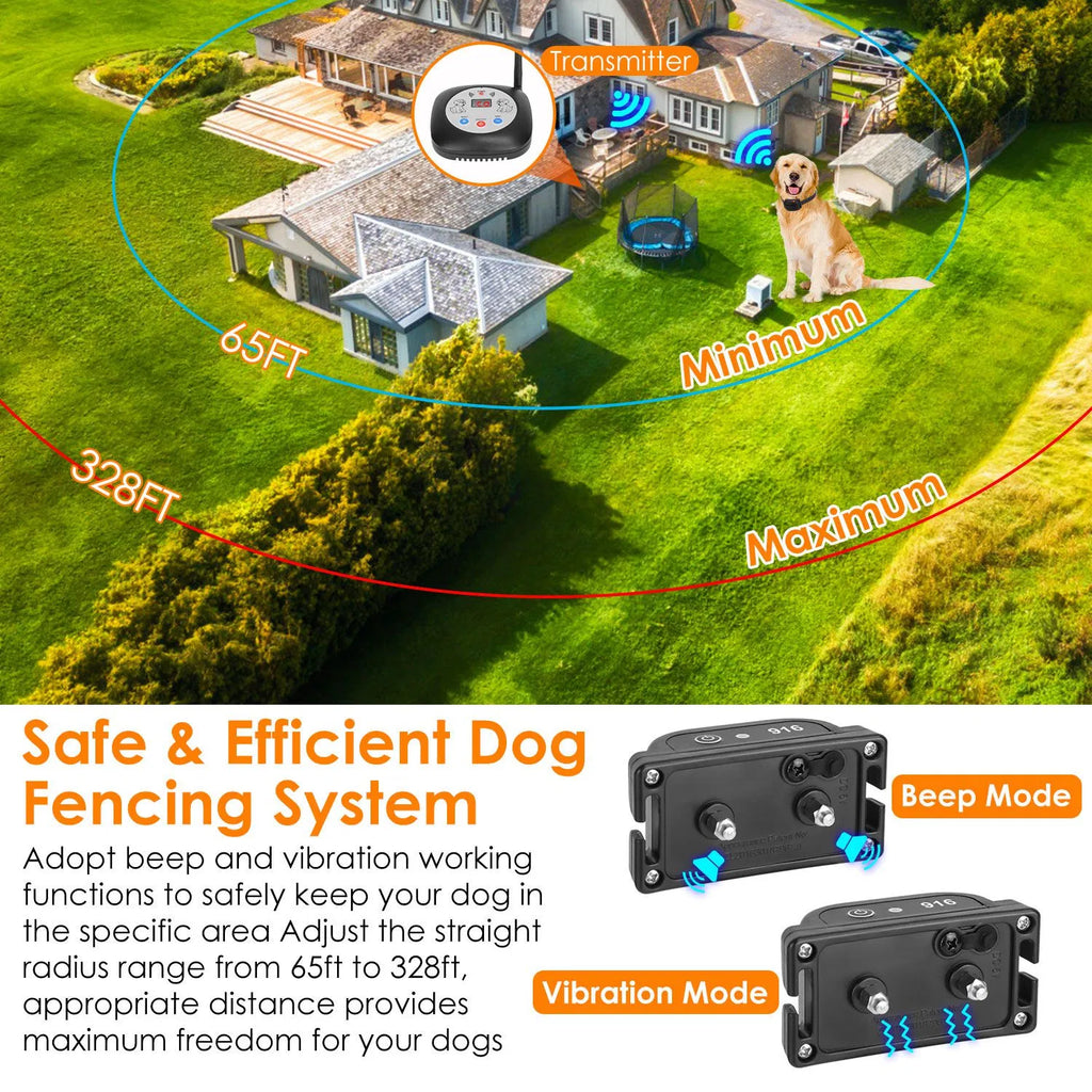 328FT Electric Wireless Dog Fence System With GPS Location Monitor Collar Receiver - Image 2