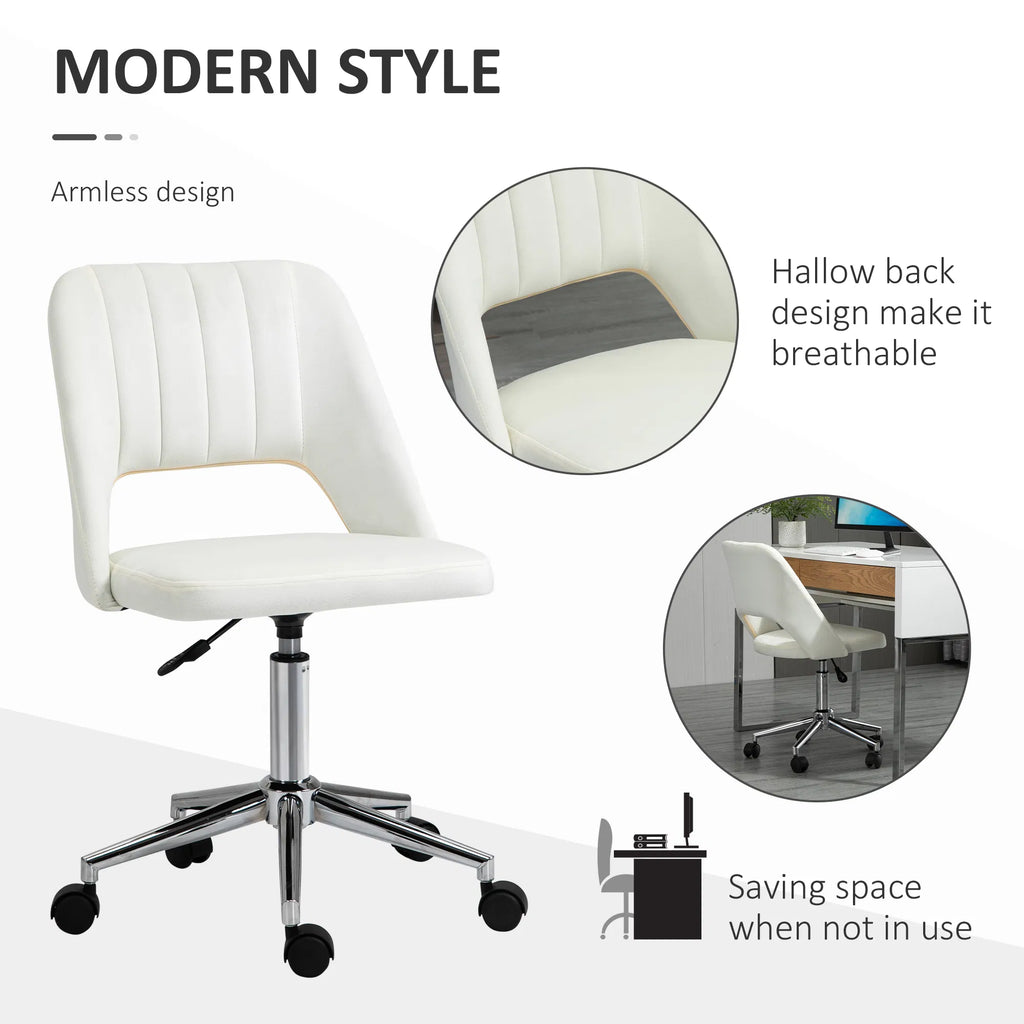 Mid Back Office Chair Velvet Fabric Swivel Scallop Shape Computer Desk Chair - Image 2