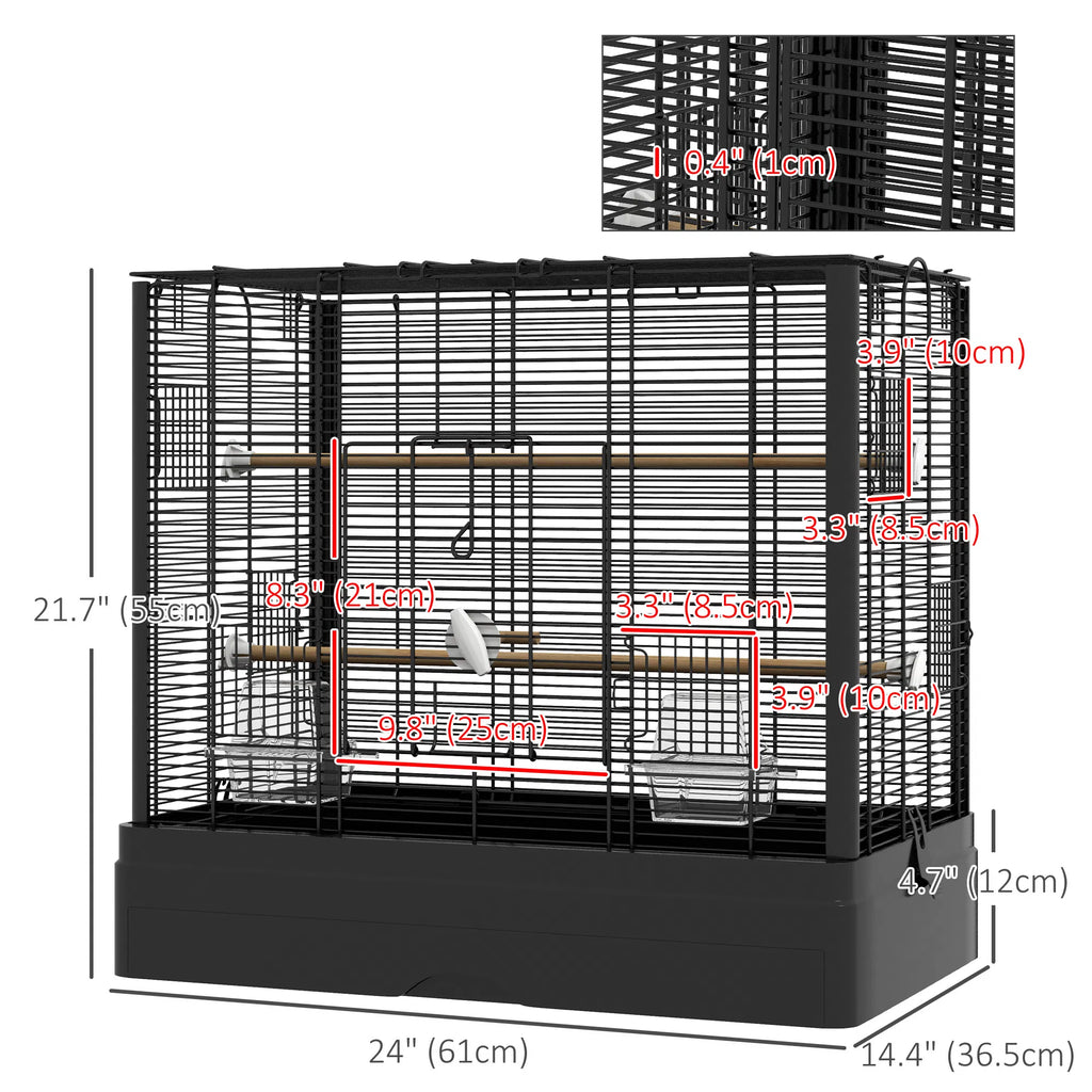 22" Bird Cage for Budgie Finches Canaries Love Birds with Wooden Stands - Image 5