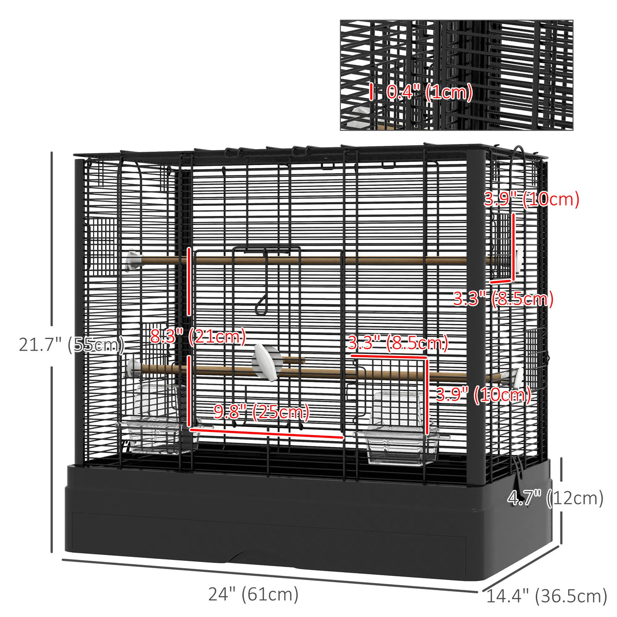 22" Bird Cage for Budgie Finches Canaries Love Birds with Wooden Stands - Image 5
