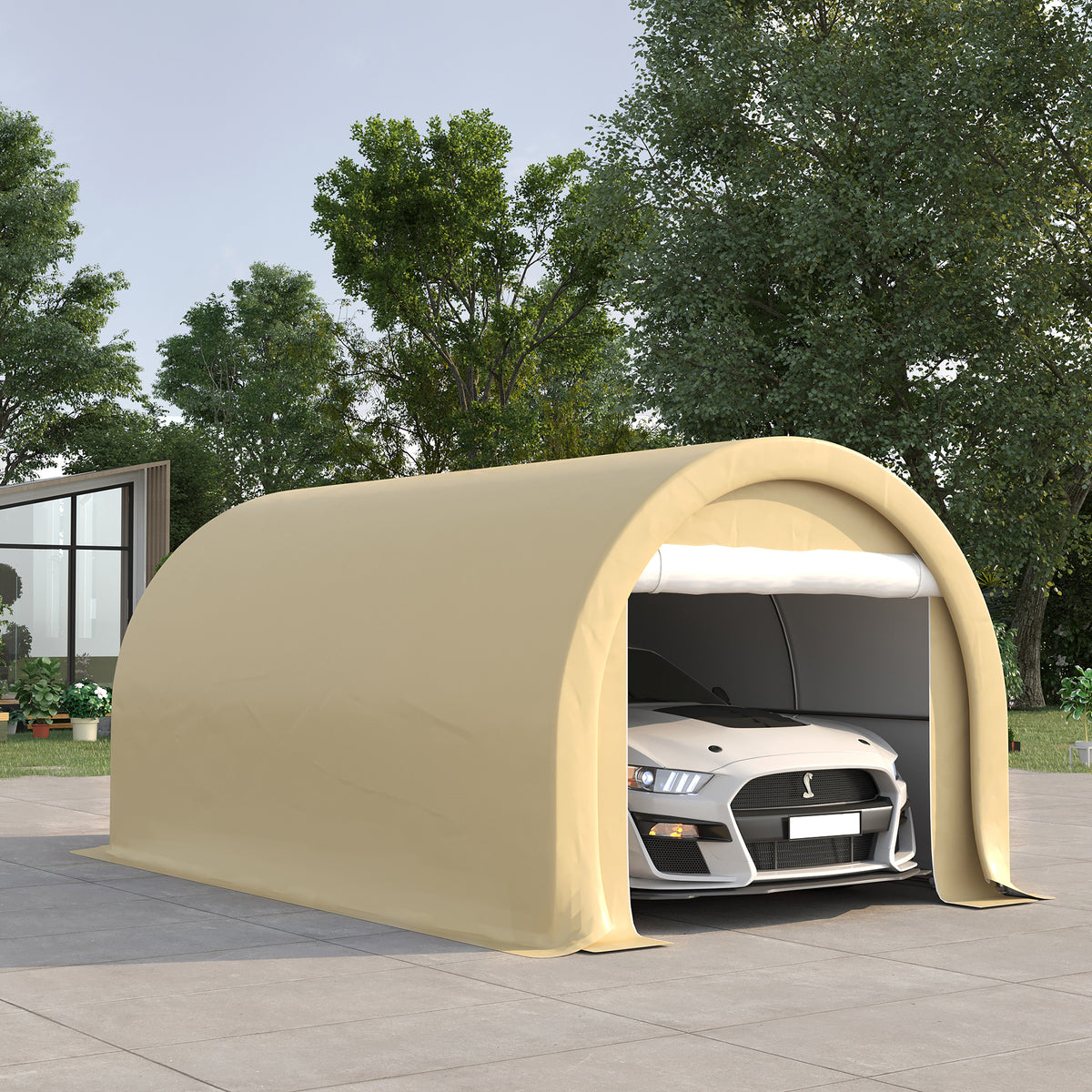 10 x 16 Carport Heavy Duty Portable Garage Storage Tent with Large Zippered - Image 4
