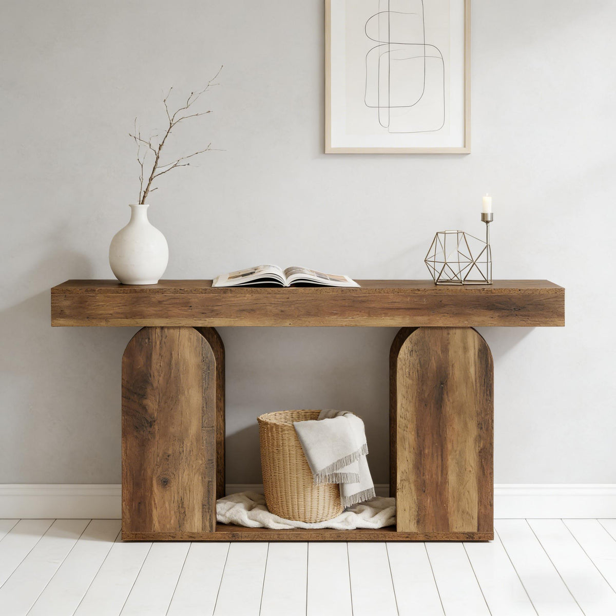 Rustic Brown Hallway Console Table