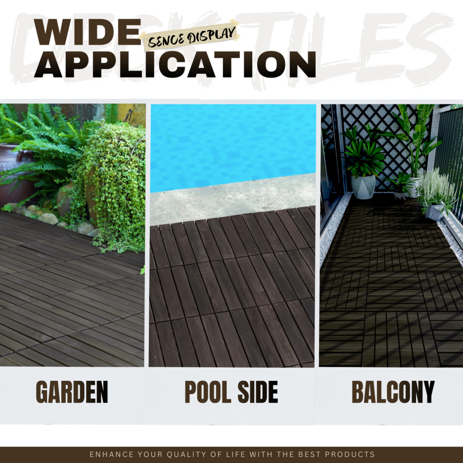 10 PCS Interlocking Deck Tiles Striped Pattern 12inch X 12inch Dark Brown - Image 4