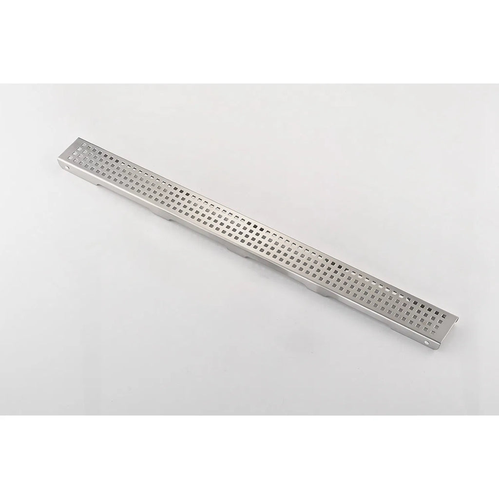 28 Inch Linear Shower Drain with Removable Square Patterned Grate 304 - Image 3