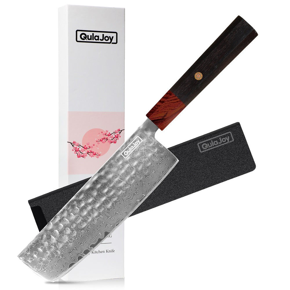 Qulajoy 8 Inch Chef Knife Japanese Damascus VG 10 Super Steel Hammered - Image 3