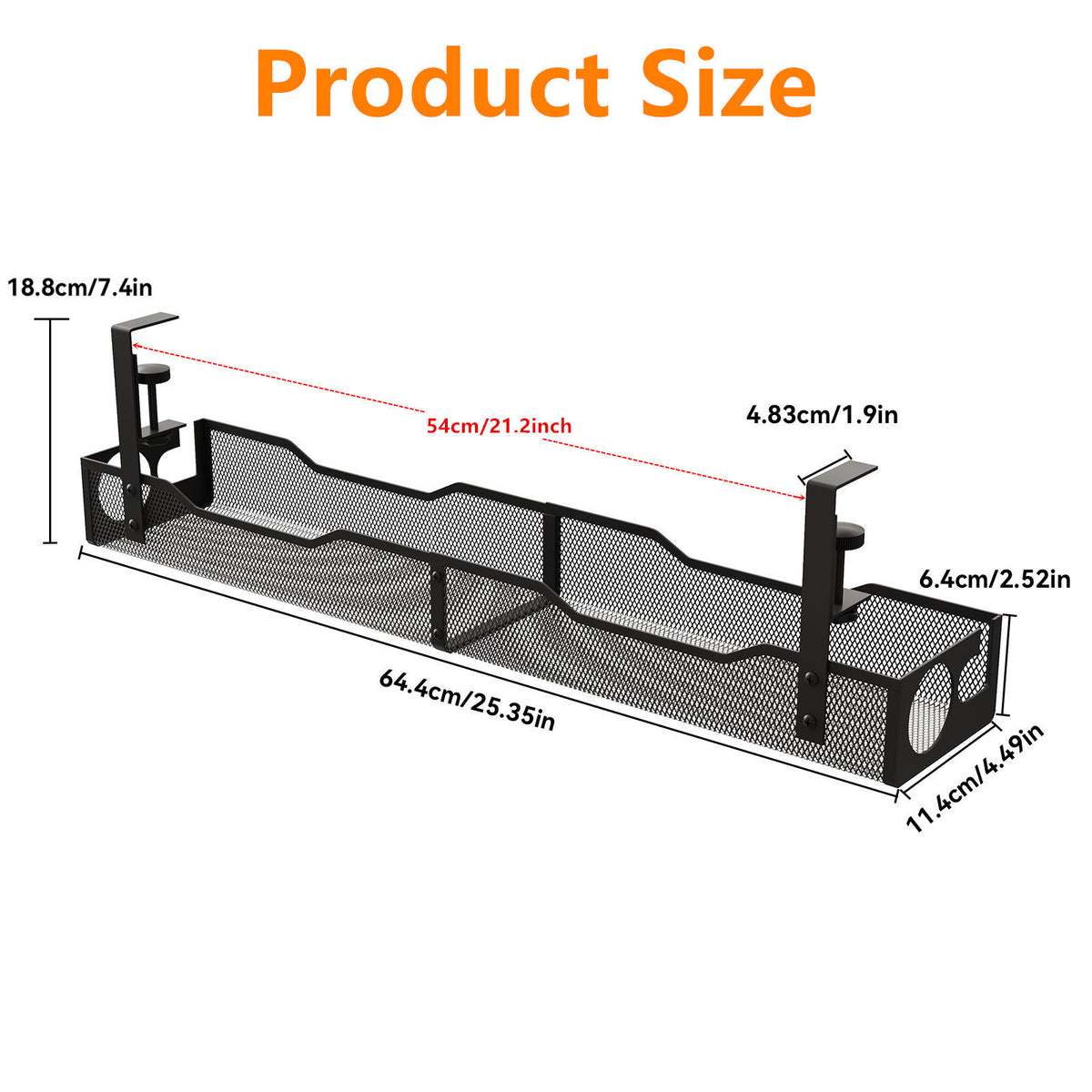 extended under desk cable management packaging and components