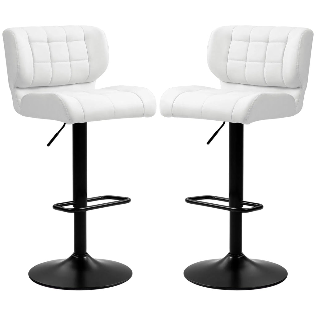 Swivel PU Leather Barstools Set of 2 Adjustable Bar Stools with Footrest Back - Image 5