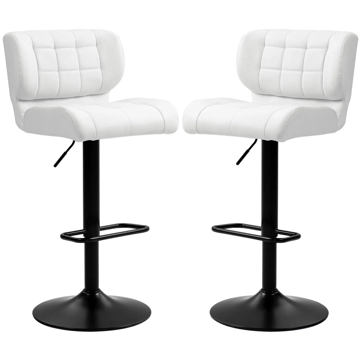 Swivel PU Leather Barstools Set of 2 Adjustable Bar Stools with Footrest Back - Image 5
