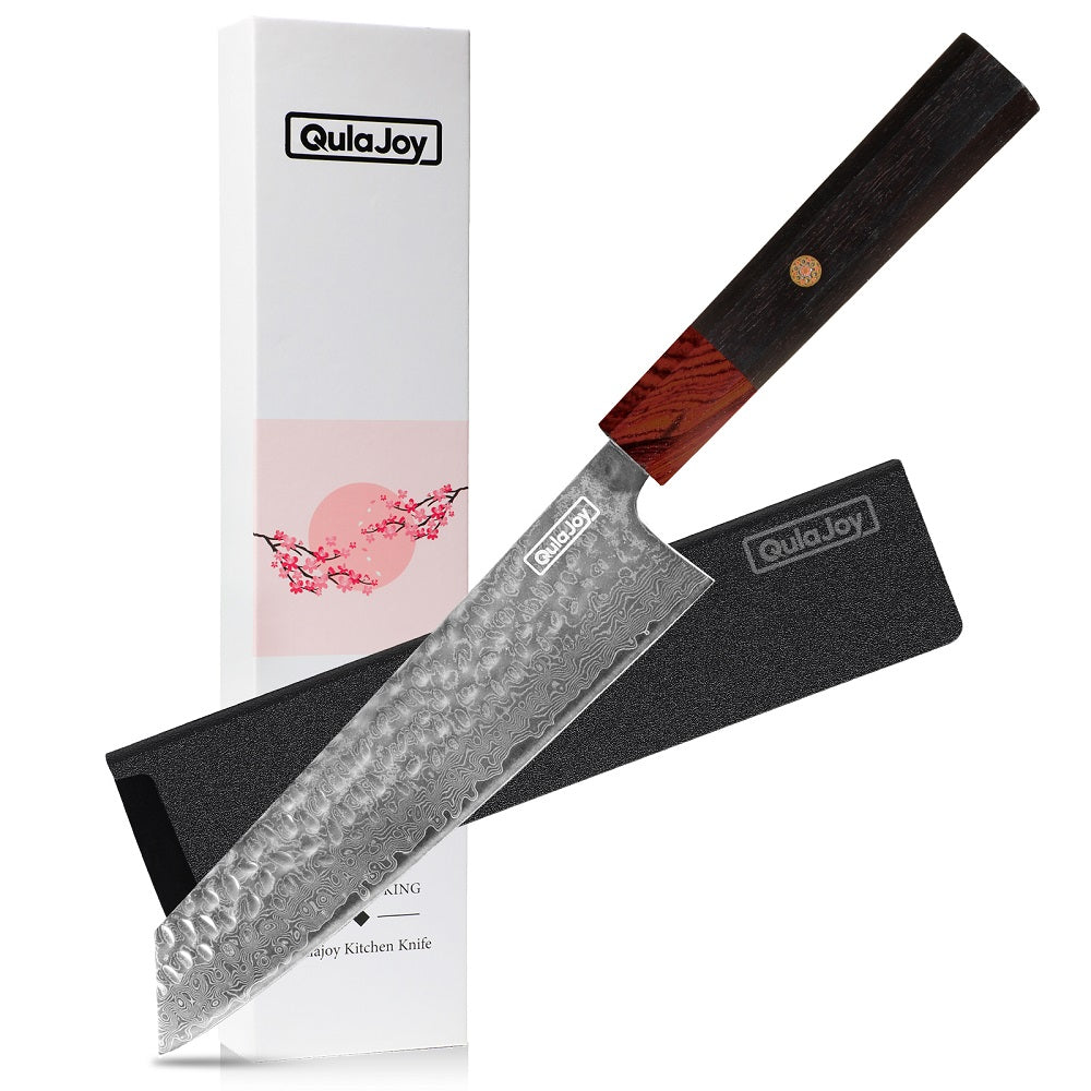 Qulajoy 8 Inch Chef Knife Japanese Damascus VG 10 Super Steel Hammered - Image 2