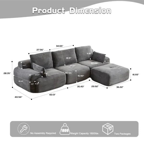 Modern Memory Foam Compressed Sofa Large Sectional Couches for Living - Image 4