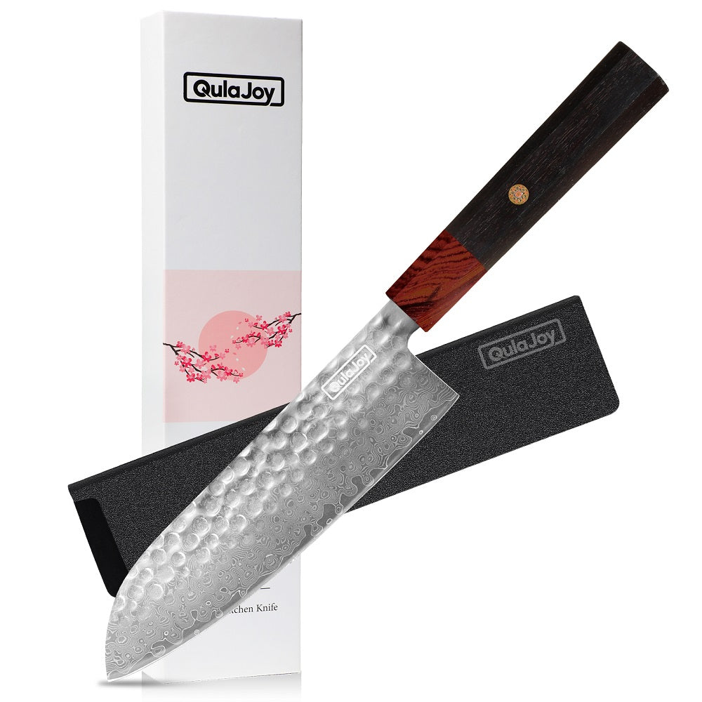 Qulajoy 8 Inch Chef Knife Japanese Damascus VG 10 Super Steel Hammered