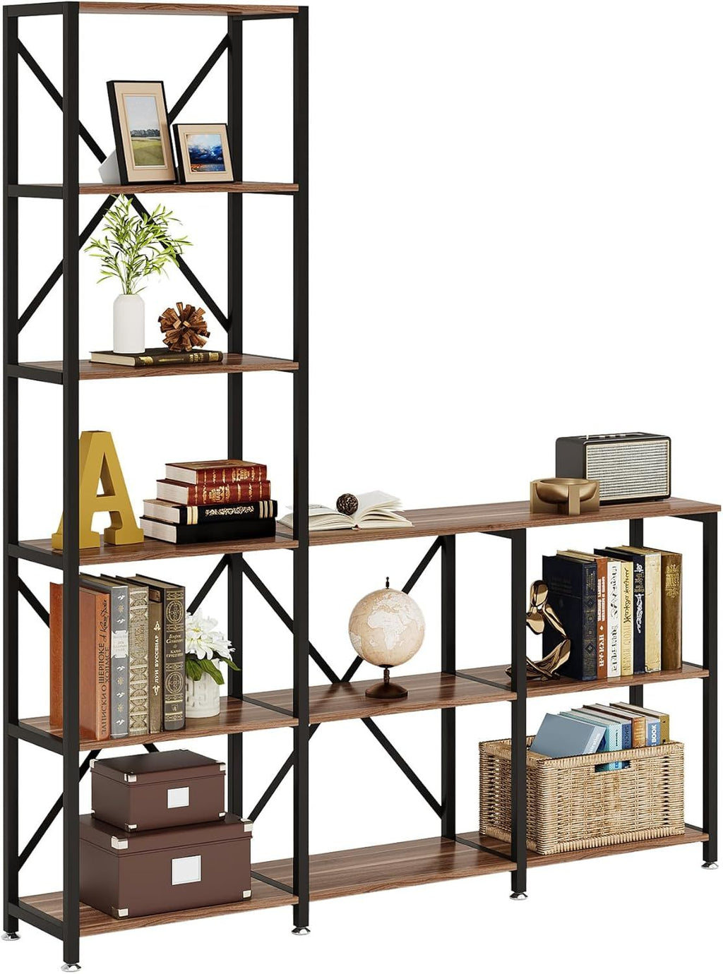 5-Tier L-Shaped Multifunctional Bookshelf