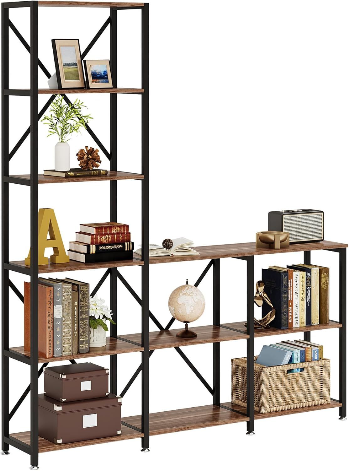 5-Tier L-Shaped Multifunctional Bookshelf