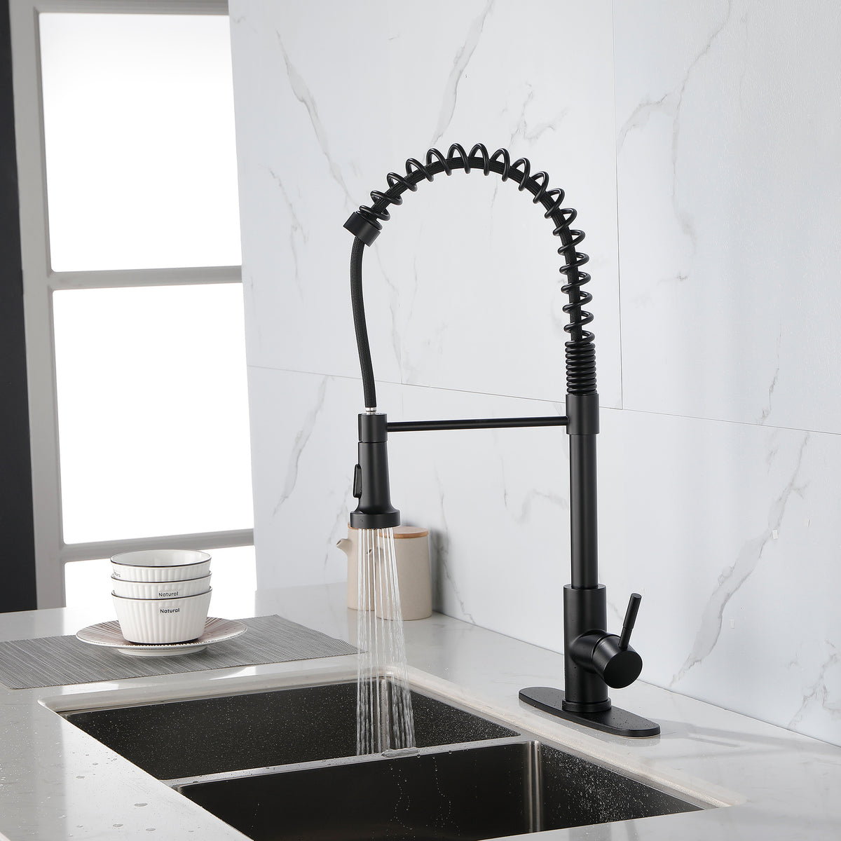 Solid Brass Single Handle Single Rod Downward Spring Kitchen Sink Faucet - Image 5