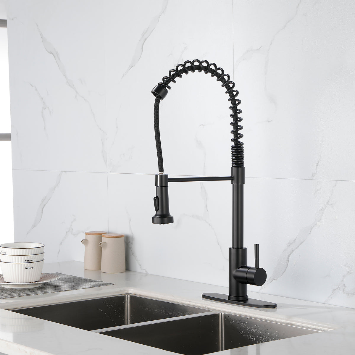 Solid Brass Single Handle Single Rod Downward Spring Kitchen Sink Faucet - Image 3
