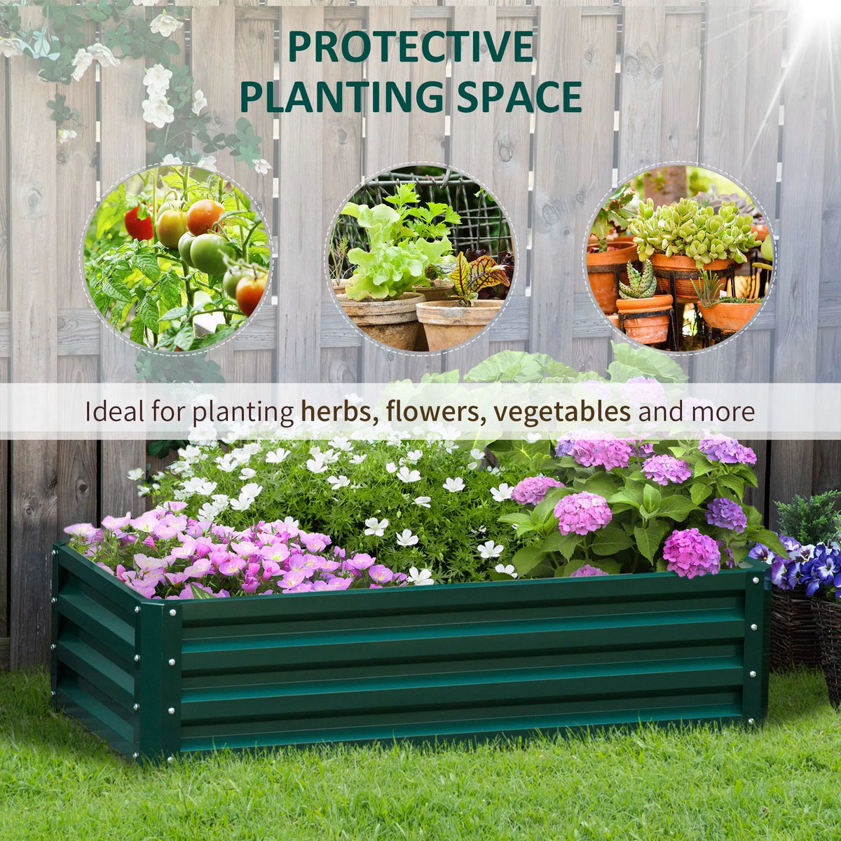 Galvanized Raised Garden Bed Outdoor Planter Box for Vegetables Flowers - Image 3