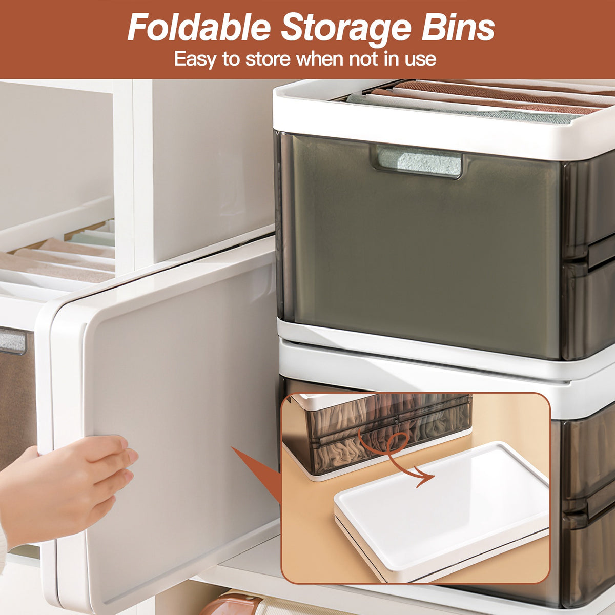 pack foldable storage bin with packaging and components