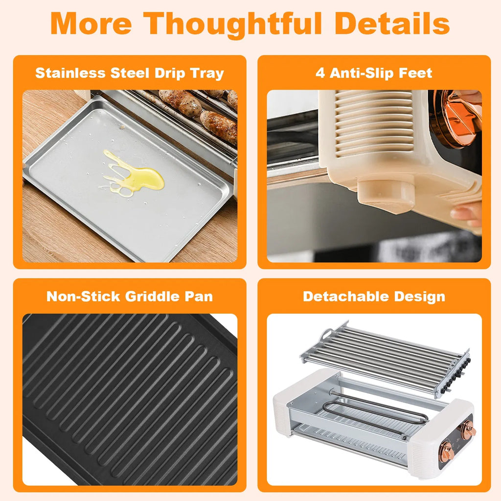 Multifunctional Electric Hot Dog Roller Machine 3 in 1 Sausage Grill with - Image 5