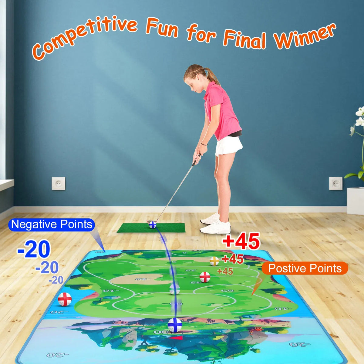 Casual Golf Game Set Indoor Outdoor Golf Pratice Mat Chipping Green Golf Yard