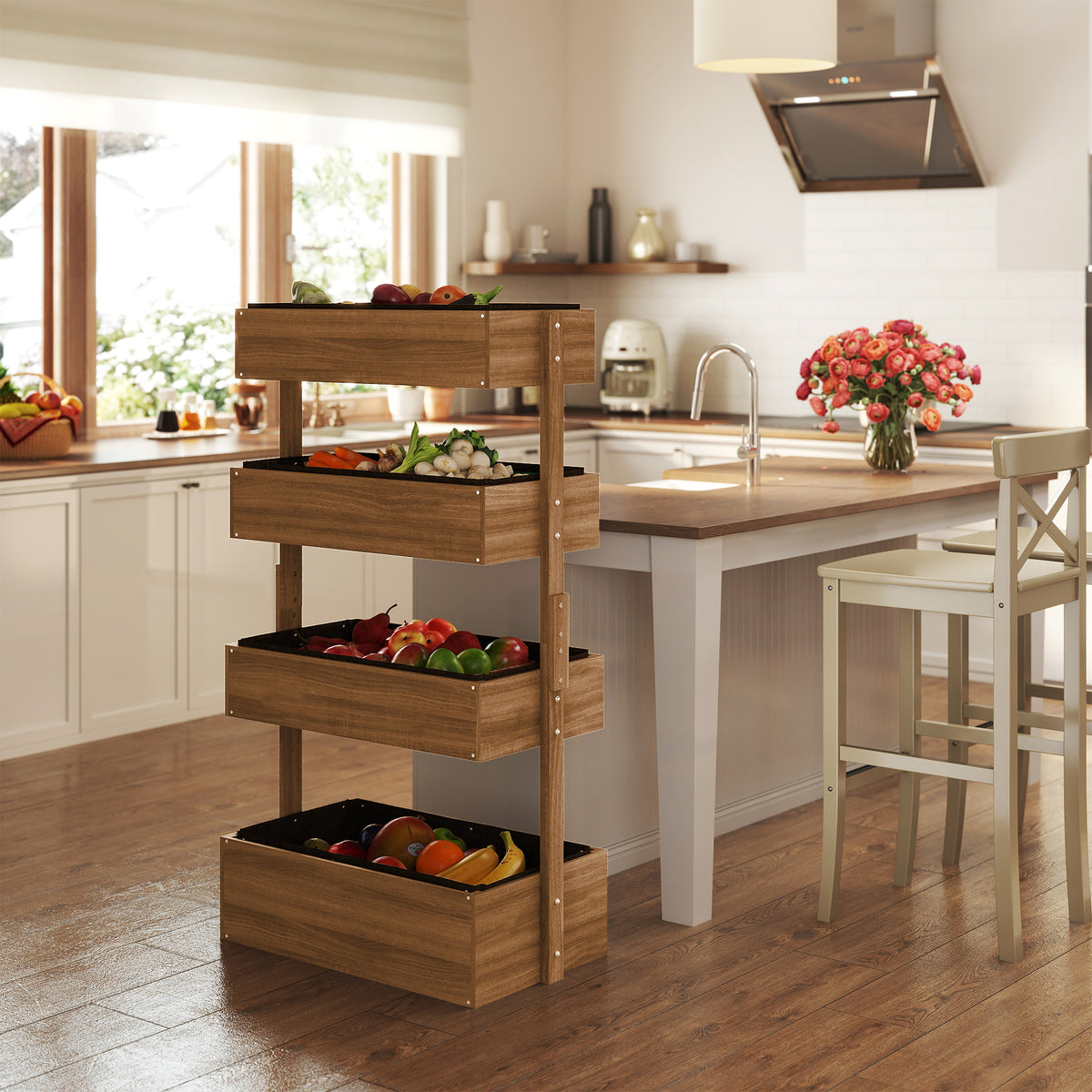 4-Tier Wooden Raised Garden Bed