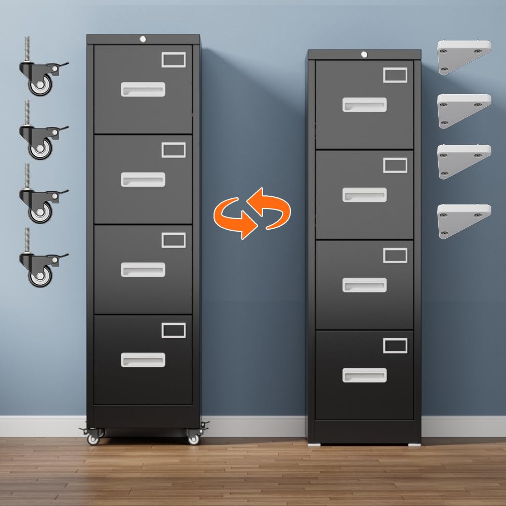 4-Drawer Lockable Rolling Office File Cabinet