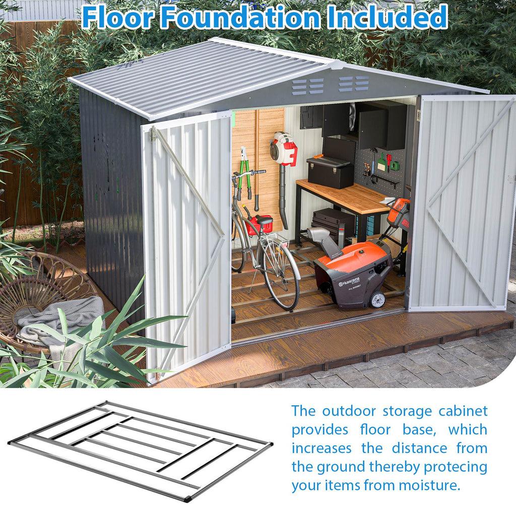 8x6 Gray Outdoor Metal Storage Shed