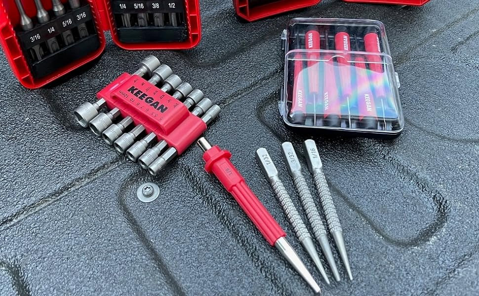 4 Piece Nail Setter & Center Punch Set 4" Wood Metal Super Impact Resistance USA - Image 2
