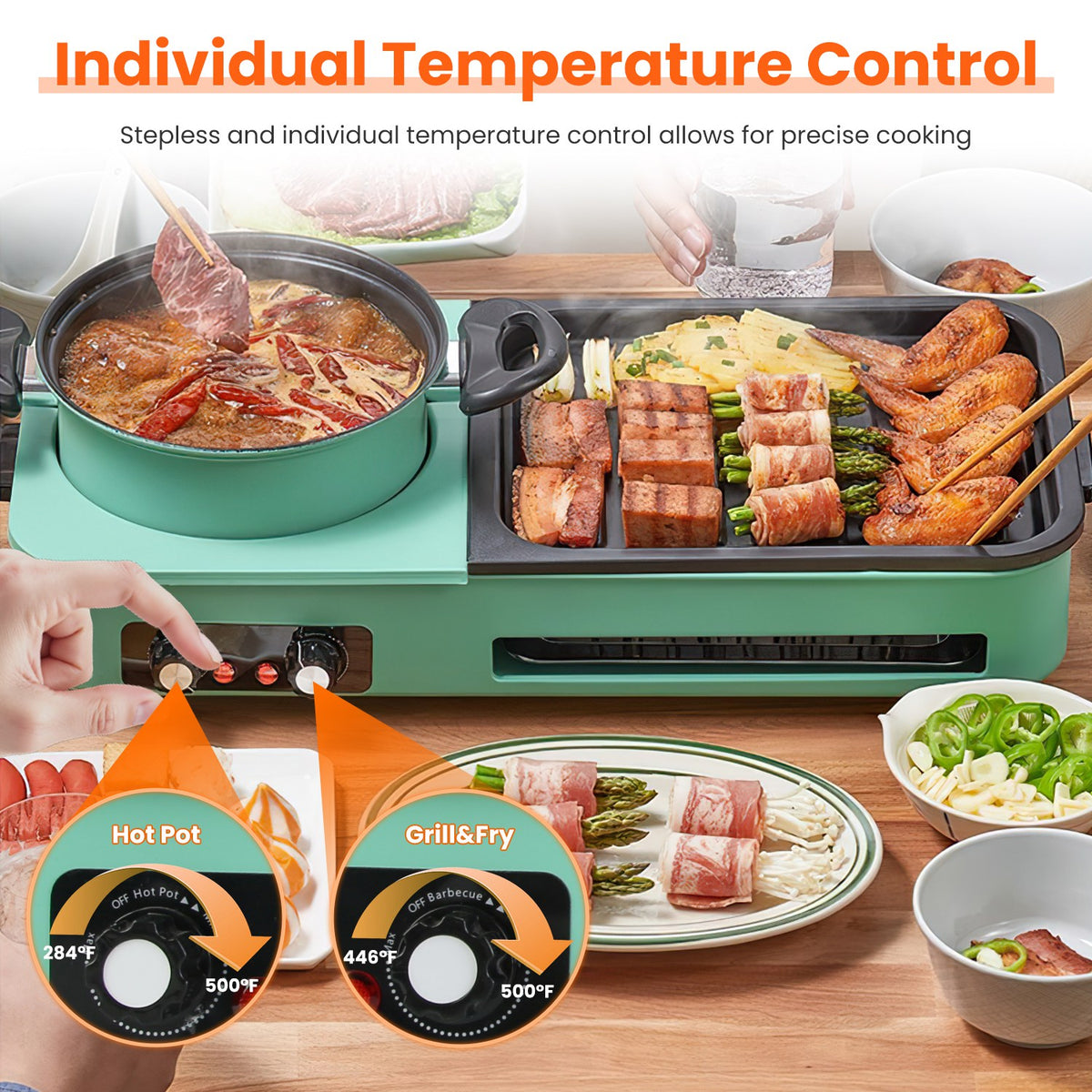 1Pc 3 In 1 Electric Hot Pot With Grill 1600W Smokeless Non Stick Korean BBQ - Image 5