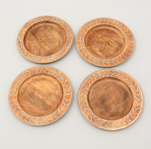 Handcrafted 13inch Wood Charger Plate Wooden Dinning Placemat Artisan Wood Tableware - Image 3