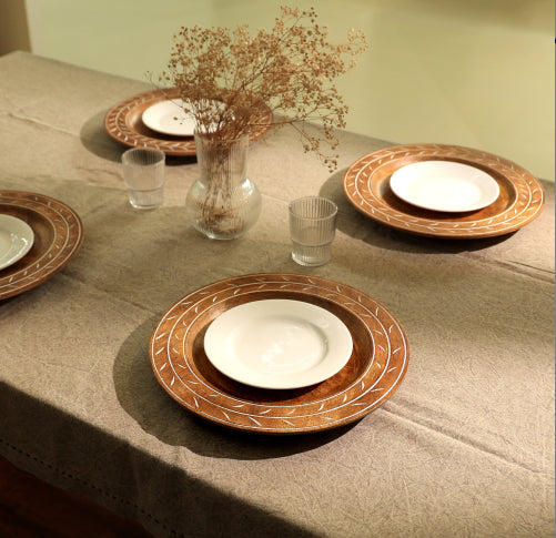 Handcrafted 13inch Wood Charger Plate Wooden Dinning Placemat Artisan Wood Tableware - Image 2