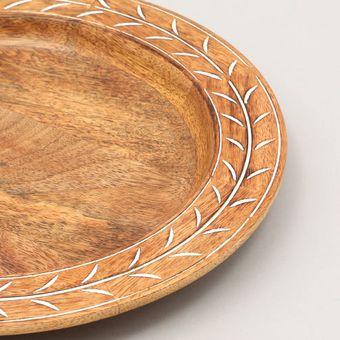 Handcrafted 13inch Wood Charger Plate Wooden Dinning Placemat Artisan Wood Tableware - Image 4