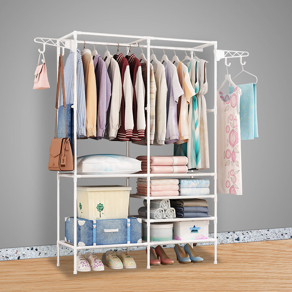 1Pc Metal Garment Rack Shoe Clothing Organizer Shelves Freestanding - Image 2
