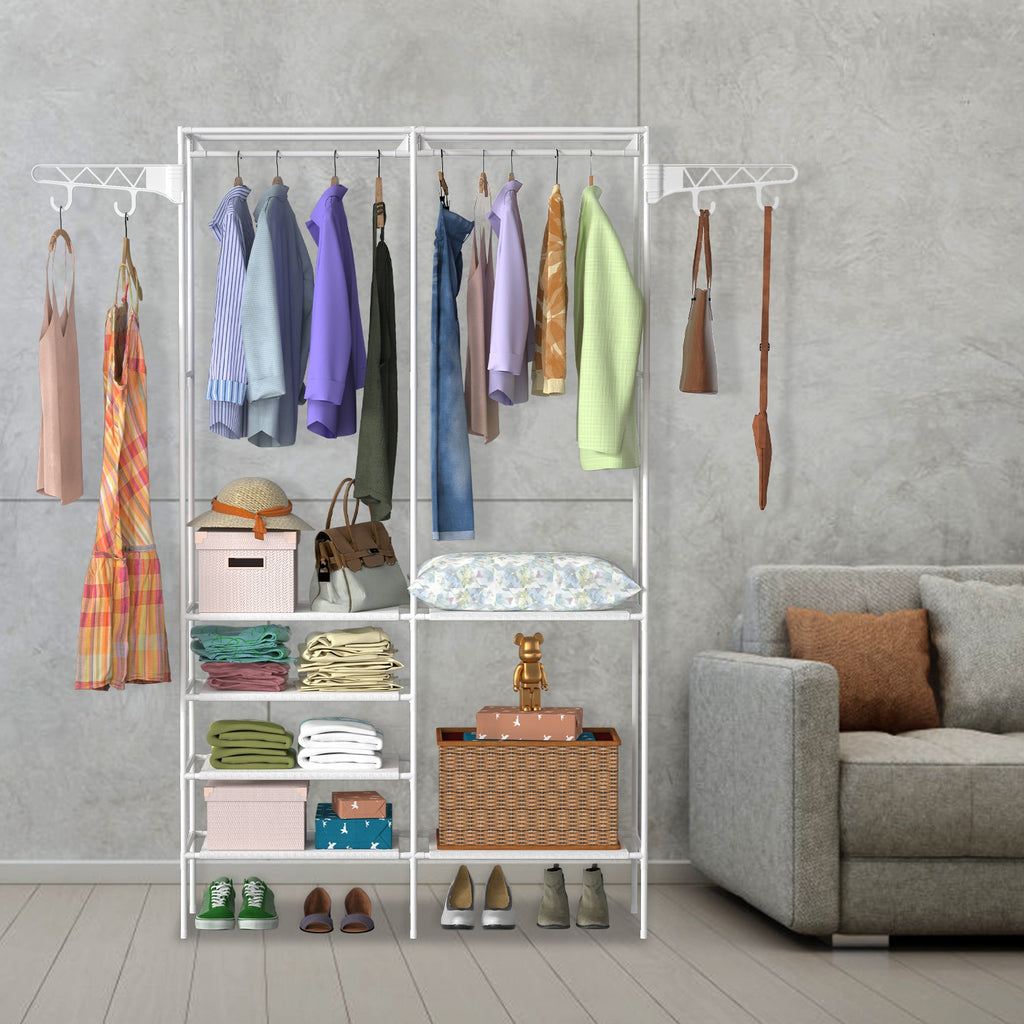 1Pc Metal Garment Rack Shoe Clothing Organizer Shelves Freestanding - Image 3
