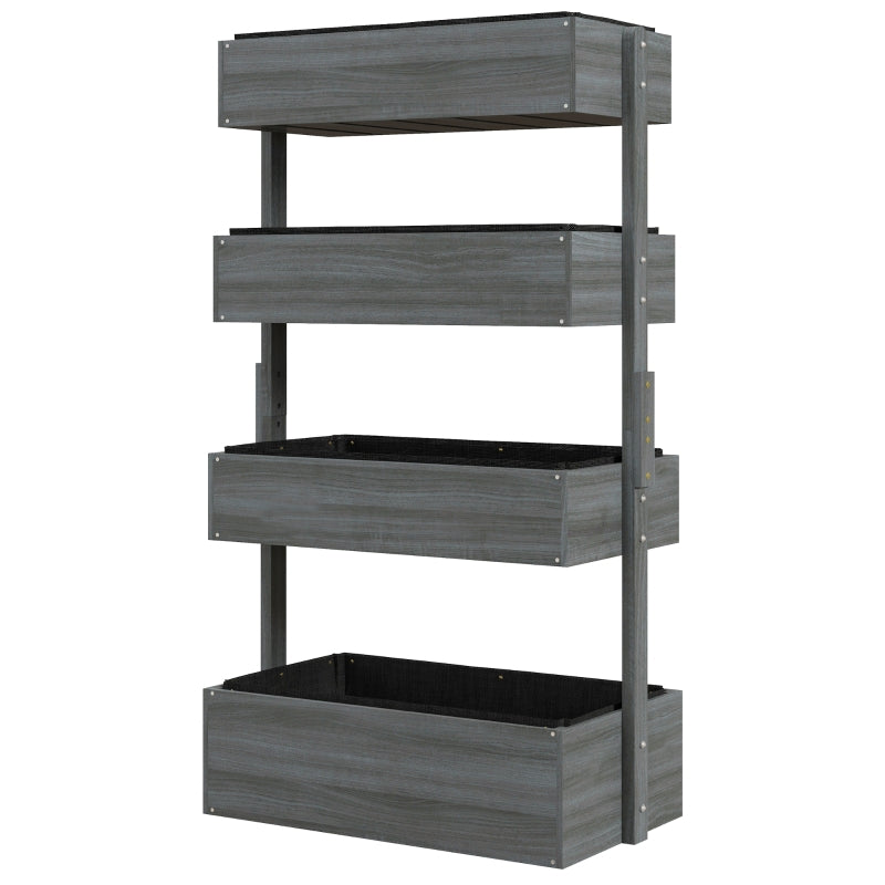 Four-Tier Outdoor Wooden Vertical Garden Planter - Gray